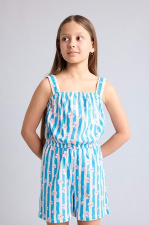 DeFacto %100 Pamuklu Çiçekli Askılı Tulum Kız Çocuk B4814A826HSBE143