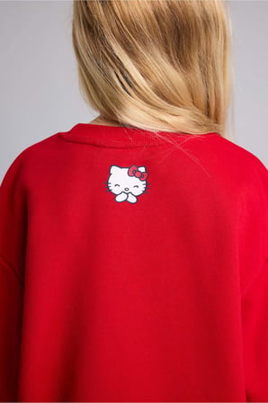 Hello Kitty	 Relax Fıt Bisiklet Yaka Sweatshirt Kız Çocuk