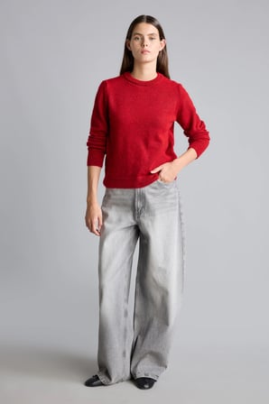 Regular Fit Bisiklet Yaka Triko Basic Kazak