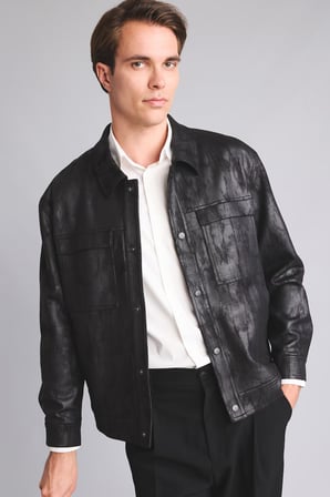 Slım Fıt Polo Yaka Çıtçıtlı Süet Mont