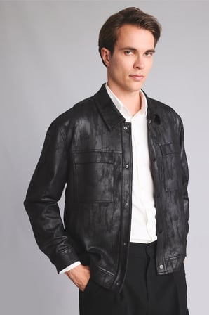 Slım Fıt Polo Yaka Çıtçıtlı Süet Mont
