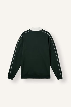 Boxy Fıt Polo Yaka Baskılı Sweatshirt