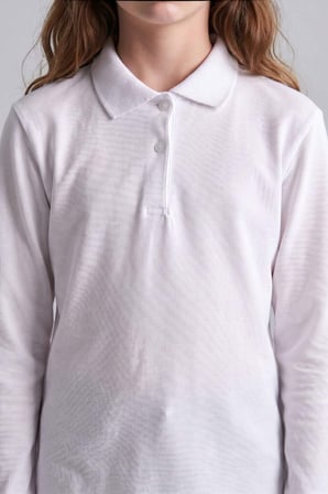 DeFacto %100 Pamuk Regular Fıt Basic Pike Uzun Kollu Polo Beyaz Tişört Kız Çocuk J0010A626AUWT34
