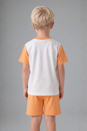 DeFacto %100 Pamuk Dinazor Desenli 2'li Ecru Pijama Takımı Erkek Bebek H8218A526HSER105