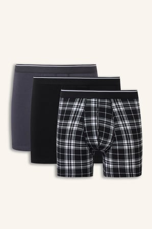 Regular Fıt Şal Desenli Beli Lastikli 3'lü Boxer