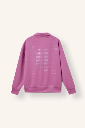 Relax Fıt Yarım Fermuarlı Slogan Baskılı Modal Sweatshirt Kız Çocuk
