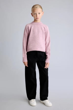 Reglan Kol Bisiklet Yaka Triko Basic Kazak Kız Çocuk