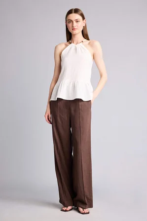 DeFacto Regular Fıt Halter Yaka Müslin Kolsuz Bluz H5972AX26SMWT34