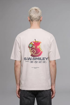 SmıleyWorld Boxy Fıt Bisiklet Yaka Baskılı Kısa Kollu Tişört
