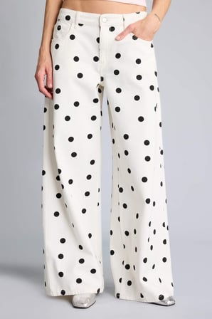 Afra x Defacto Baggy Fıt Cepli Normal Bel Gabardin Puantiyeli Pantolon H1890AX26SMWT81
