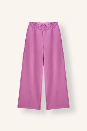 Önü Dikiş Detaylı Beli Lastikli Wide Leg Modal Eşofman Altı Kız Çocuk