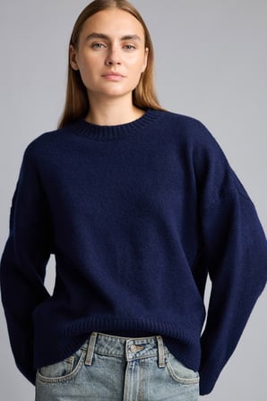 Oversize Bisiklet Yaka Düşük Omuzlu Basic Triko Kazak