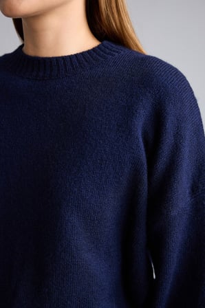Oversize Bisiklet Yaka Düşük Omuzlu Basic Triko Kazak