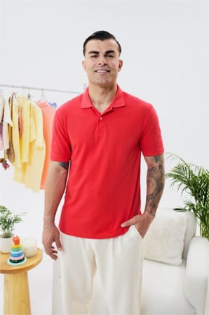 %100 Pamuk Slim Fit Dar Kesim Polo Yaka Nakışlı Kısa Kollu Tişört