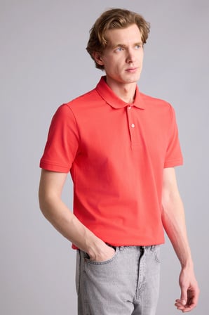 %100 Pamuk Slim Fit Dar Kesim Polo Yaka Nakışlı Kısa Kollu Tişört
