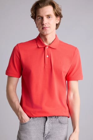 %100 Pamuk Slim Fit Dar Kesim Polo Yaka Nakışlı Kısa Kollu Tişört