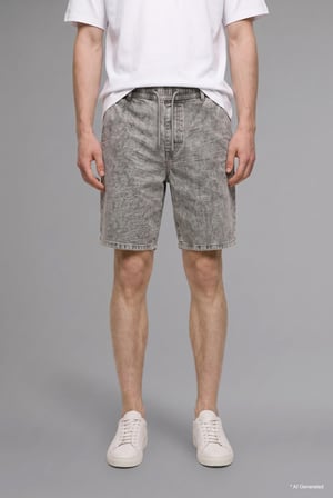 Relax Fit Elastik Belli Jean Bermuda Şort
