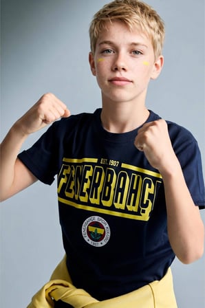 DeFacto %100 Pamuk Fenerbahçe Kısa Kollu Pijama Üst Şort Pijama Alt 2'li Pijama Takımı Erkek Çocuk H7578A826HSIN42