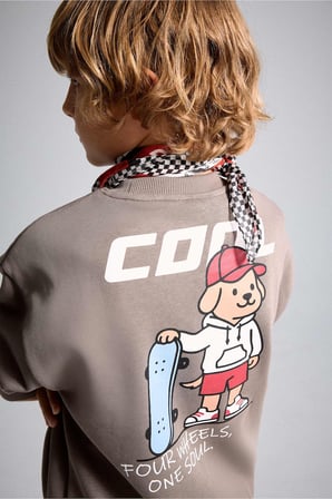 DeFacto Oversize Bisiklet Yaka Sırt Baskılı İçi Yumuşak Tüylü Sweatshirt Erkek Çocuk I0114A826WNBN571