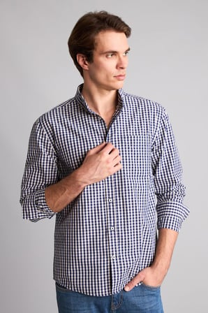 DeFacto Regular Fit Klasik Yaka Kareli Poplin Uzun Kollu Gömlek H4805AX26AUIN59