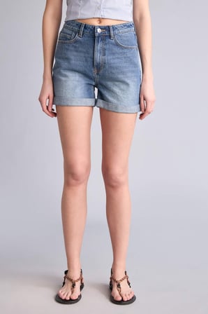 Mom Fıt Yüksek Bel Crop Fit Jean Şort
