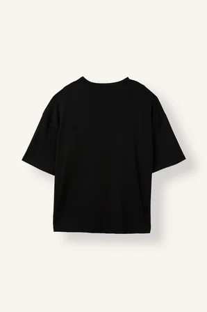 Henley Yaka Boxy Fit Kısa Kollu Tişört