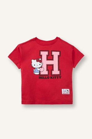 DeFacto %100 Pamuk Hello Kitty Penye Kısa Kollu Tişört Kız Bebek H4860A526SMRD117