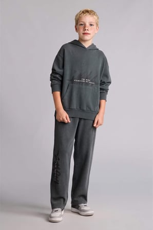 DeFacto Oversıze Kapüşonlu Kanguru Cepli Yıkama Efektli Sweatshirt Erkek Çocuk I0679A826AUGR265