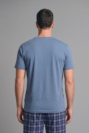 DeFacto New Regular Fıt Kısa Kollu Üst Ekose Alt 2'li Pijama Takımı H7441AX26AUBE485