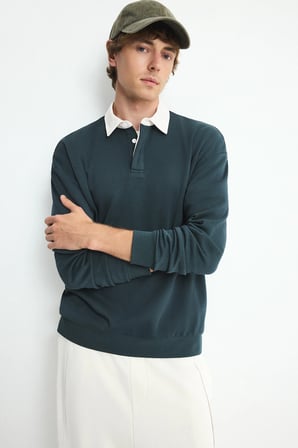 Boxy Fıt Polo Yaka Sweatshirt