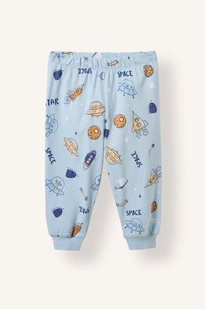 DeFacto Baskılı Uzun Kollu Üst Elastik Bel Alt 2'li Pijama Takımı Erkek Bebek H6540A526AUBE343