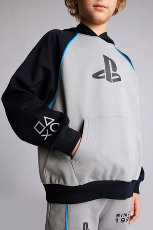 PlayStation Oversize Dik Yaka Baskılı Kanguru Cepli Sweatshirt Erkek Çocuk