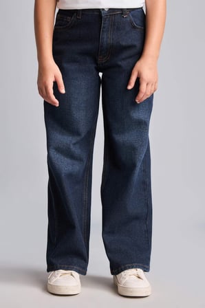 DeFacto Straıght Wıde Jean Lacivert Pantolon Kız Çocuk H6246A826AUNM34