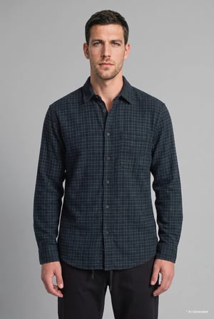 %100 Pamuk Regular Fit Polo Yaka Kareli Flanel Uzun Kollu Gömlek