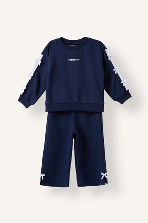 DeFacto %100 Pamuk Fiyonk Detaylı Baskılı Basic Sweatshirt Üst Geniş Kesim Alt 2'li Takım Kız Bebek I3660A526AUNV247