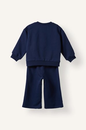 DeFacto %100 Pamuk Fiyonk Detaylı Baskılı Basic Sweatshirt Üst Geniş Kesim Alt 2'li Takım Kız Bebek I3660A526AUNV247