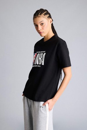 DeFacto %100 Pamuk NBA Wordmark Relax Fıt Kısa Kollu Tişört G0717AX26SPBK81