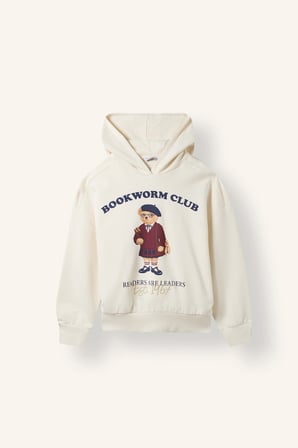 Oversıze Kapüşonlu Hayvan Desenli Sweatshirt Kız Çocuk