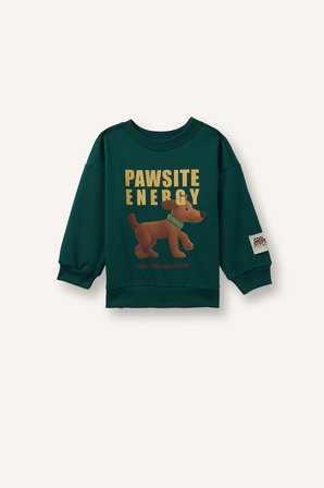 Oversize Hayvan ve Yazı Baskılı Bisiklet Yaka Sweatshirt Erkek Bebek