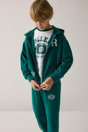 DeFacto Pamuklu Regular Fıt Uzun Kollu Baskılı Kapüşonlu Cepli Fermuarlı Sweatshirt Hırka Erkek Çocuk H9848A826AUGN1116
