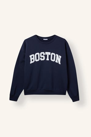 Oversıze Bisiklet Yaka Baskılı Sweatshirt