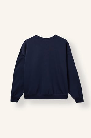 Oversıze Bisiklet Yaka Baskılı Sweatshirt