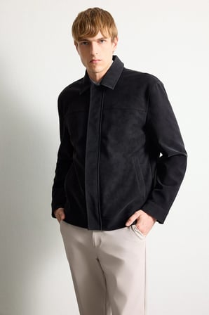 DeFacto Süet Görünümlü Regular Fit Gömlek Yaka Mont H2183AX26AUNV86
