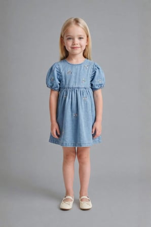 DeFacto %100 Pamuk Pamuklu Denim Elbise Kız Bebek H4072A526SMNM39