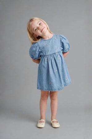 DeFacto %100 Pamuk Pamuklu Denim Elbise Kız Bebek H4072A526SMNM39