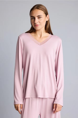 Regular Fit V Yaka Uzun Kollu Üst Geniş Kesim Alt Pijama Takımı