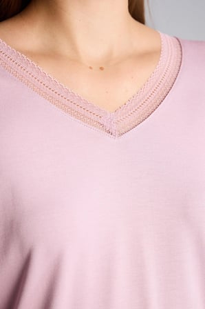 Regular Fit V Yaka Uzun Kollu Üst Geniş Kesim Alt Pijama Takımı