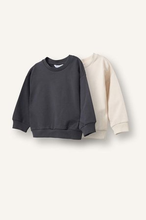 DeFacto %100 Pamuk Regular Fıt Bisiklet Yaka Basic 2'li Sweatshirt Set Erkek Bebek H8400A526AUAR31