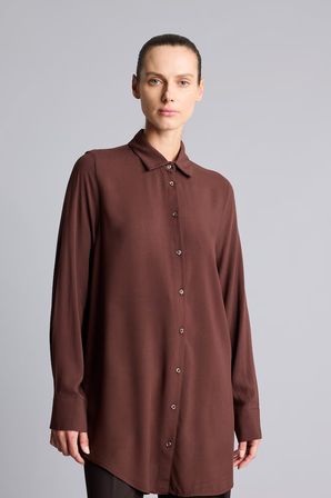 regular fıt gömlek yaka uzun kollu tunik
