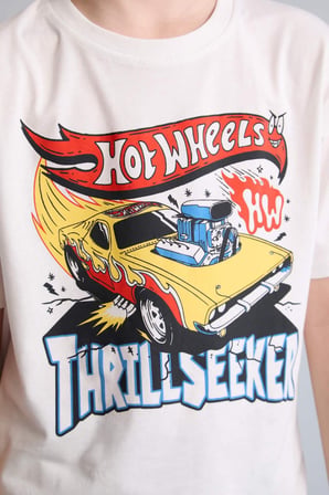 DeFacto Hot Wheels Oversıze Bisiklet Yaka Kısa Kollu Ecru Tişört Erkek Çocuk H8313A826HSER105